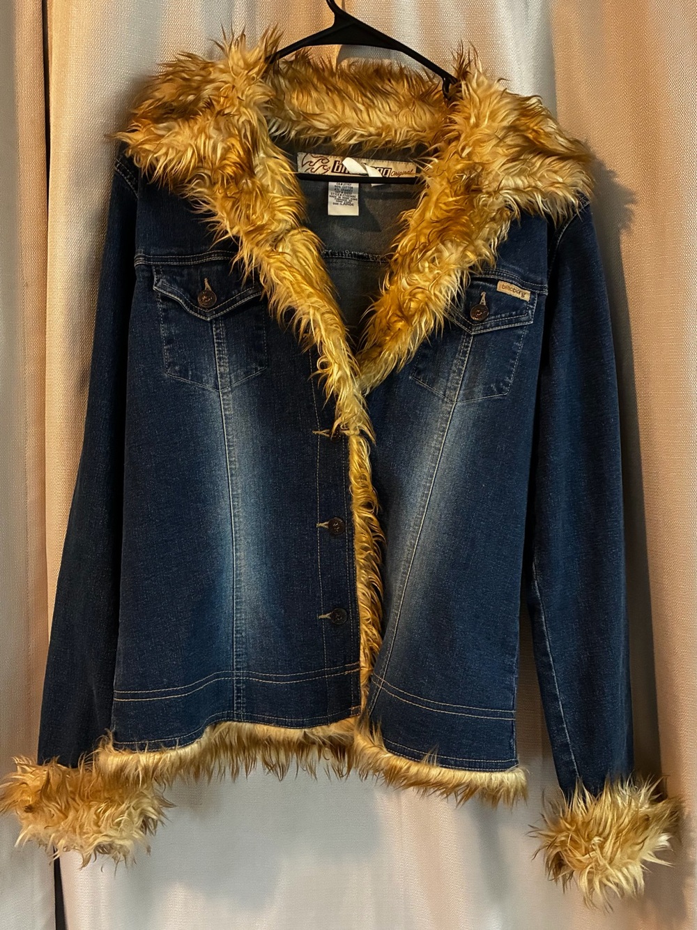 Vintage Billabong Dark Blue Denim Jacket with Faux Fur Trim - Picture 1 of 5